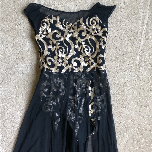 Gorgeous Gold Detailed Black Dance Costume - Picture 2 of 3